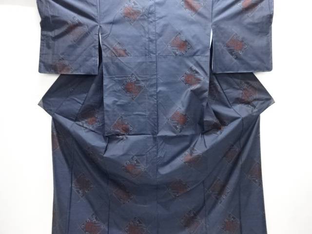 未使用品 菱に花模様織り出し本場泥大島紬着物アンサンブル【着】 宗sou