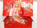 鼓に菊牡丹模様刺繍子供着物【リサイクル】【中古】【着】 宗sou