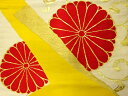 重ね色紙に菊唐草模様織り出し名古屋帯【アンティーク】【中古】【着】 宗sou