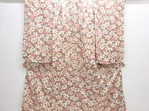 花模様子供着物(重ね衿付き)【中古】【着】 宗sou 花模様子供着物(重ね衿付き)【中古】【着】 宗sou