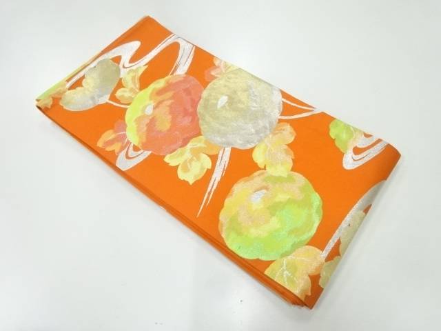 流水に万寿菊模様織出し子供帯(着用可)【アンティーク】【中古】【着】 宗sou