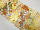 佐賀錦 道長取りに鴛鴦・菊・紅葉模様織り出し 振袖用袋帯【中古】【着】 宗sou