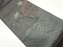 光悦垣に荒波・紅葉模様織出し夏用袋帯【中古】【着】 宗sou