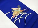 塩瀬金彩扇子に芝・菊・紅葉模様名古屋帯【中古】【着】 宗sou