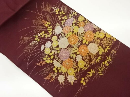 秋草模様織出し名古屋帯【中古】【着】 宗sou 秋草模様織出し名古屋帯【中古】【着】 宗sou
