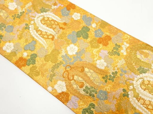 佐賀錦 虫籠に藤・萩模様織り出し 振袖用袋帯【中古】【着】 宗sou 佐賀錦 虫籠に藤・萩模様織り出し 振袖用袋帯【中古】【着】 宗sou