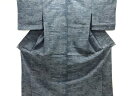 未使用品 屋敷に樹木模様織り出し手織り真綿小千谷紬単衣着物【着】 宗sou