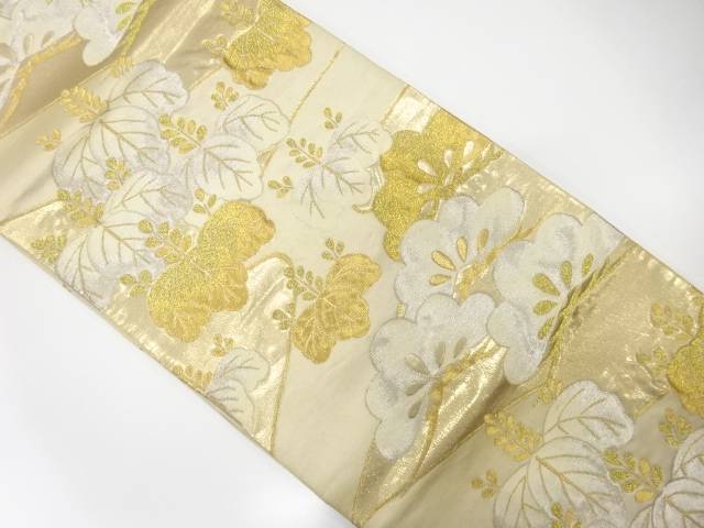 笠松に桐模様織り出し袋帯（材料）【アンティーク】【中古】【着】 宗sou