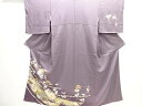 箔置き地紙に花・葡萄模様訪問着【中古】【着】 宗sou