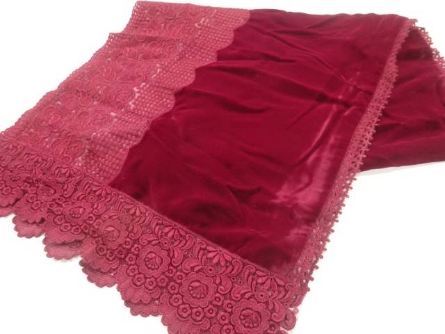 ビロードレース花模様ショール【中古】【着】 宗sou