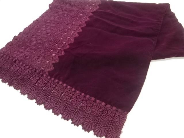 ビロードレース花模様ショール【中古】【着】 宗sou