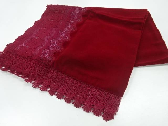 ビロードレース草花模様ショール【中古】【着】 宗sou