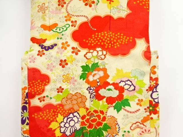 紋錦紗雲に松竹梅・牡丹模様ちゃんちゃんこ【アンティーク】【中古】【着】 宗sou
