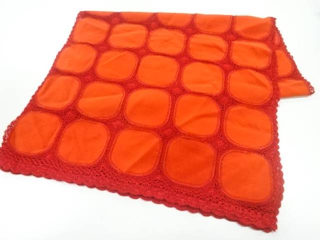 ビロードレース格子模様ショール【中古】【着】 宗sou