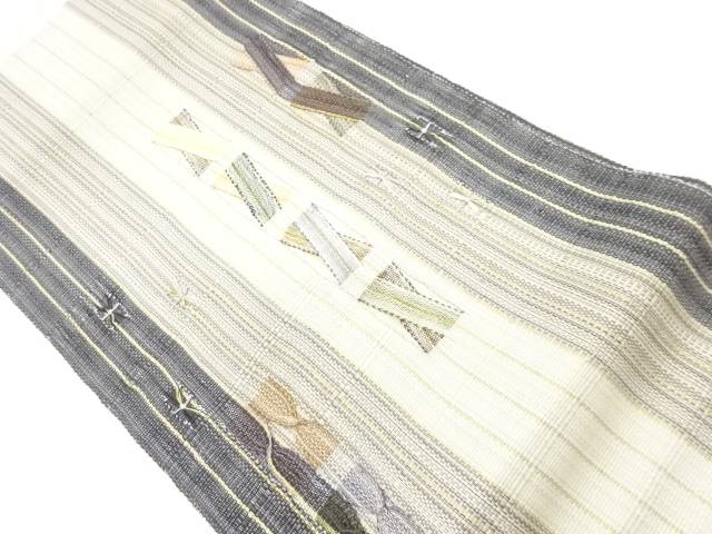 変わり織縞模様織出し名古屋帯【中古】【着】 宗sou