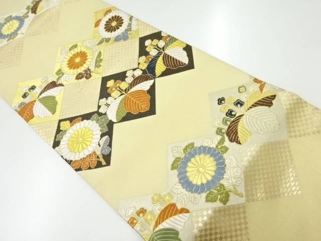 菱に菊・桐模様織出し袋帯【中古】【着】 宗sou(4)