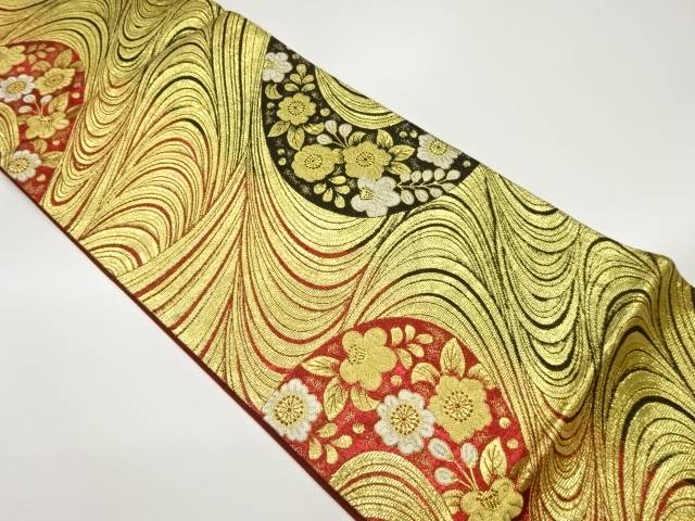 辻が花に曲線模様織出し袋帯【中古】【着】 宗sou