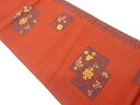 色紙に花瓶・花唐草模様織出し洒落袋帯【中古】【着】 宗sou