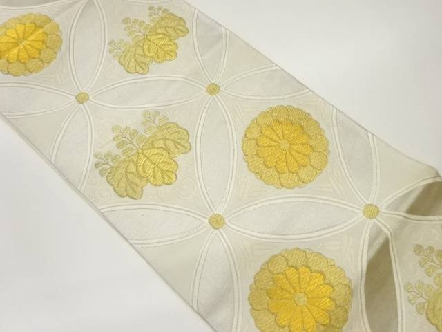 七宝に桐・菊模様織出し袋帯【中古】【着】 宗sou