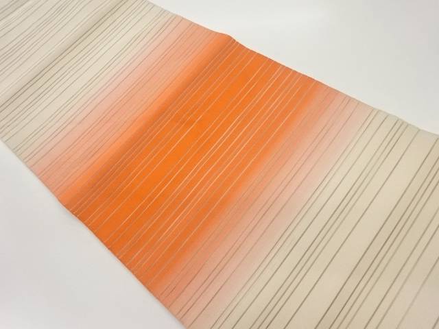 絽綴れ横縞模様織出し暈し名古屋帯【中古】【着】 宗sou
