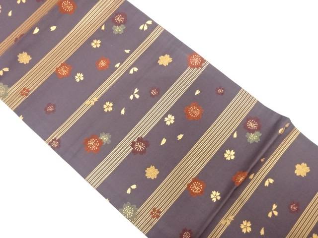 横段に桜散らし模様織り出し　袋帯【中古】【着】 宗sou
