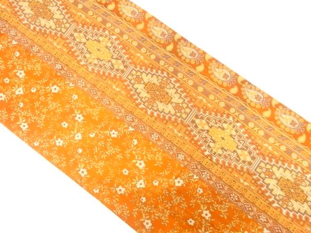 縞に花唐草・更紗模様織り出し　袋帯【中古】【着】 宗sou
