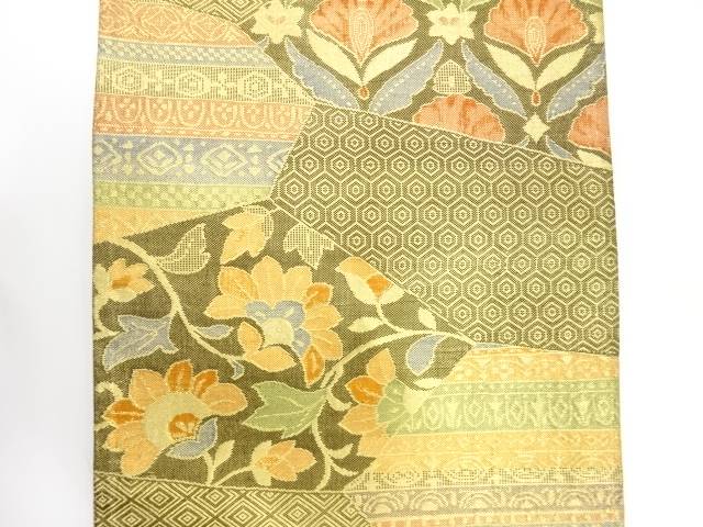 佐賀錦　石畳に花更紗・古典柄模様織り出し　袋帯【中古】【着】 宗sou