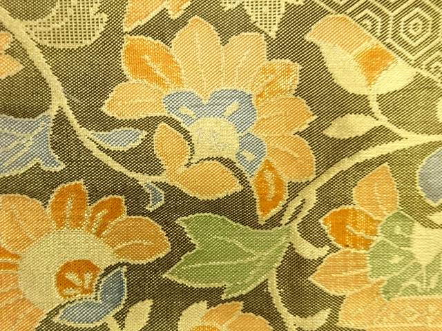 佐賀錦　石畳に花更紗・古典柄模様織り出し　袋帯【中古】【着】 宗sou