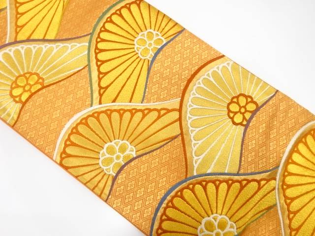 未使用品　小森織物製　花青海波模様織出し袋帯（未仕立て）【着】 宗sou