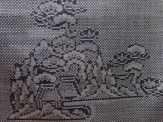 松に家屋模様織り出し本場泥大島紬着物(9マルキ)【アンティーク】【中古】【着】 宗sou