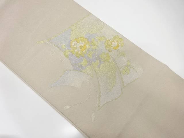 綴れ　几帳に花唐草模様織り出し袋帯（材料）【アンティーク】【中古】【着】 宗sou