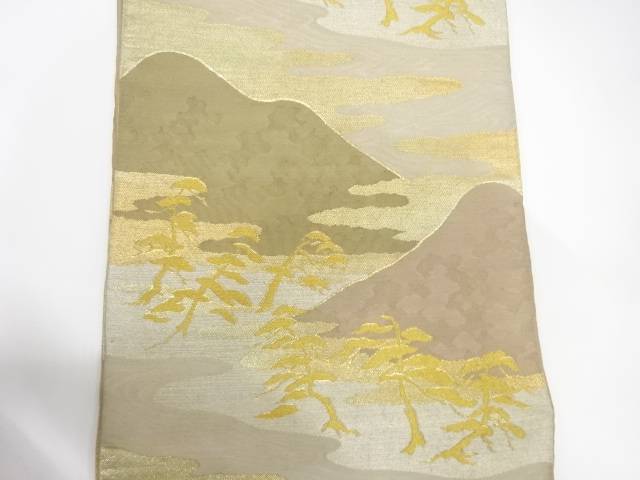 遠山にヱ霞・松模様織出し袋帯（材料）【アンティーク】【中古】【着】 宗sou
