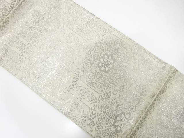 亀甲繋ぎに華紋織り出し袋帯（着用可）【アンティーク】【中古】【着】 宗sou