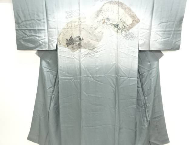 地紙に時代人物風景模様男物長襦袢【アンティーク】【中古】【着】 宗sou