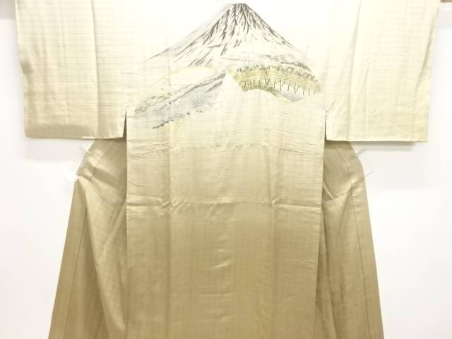 紋錦紗富士に地紙・東海道五十三次模様男物長襦袢【アンティーク】【中古】【着】 宗sou
