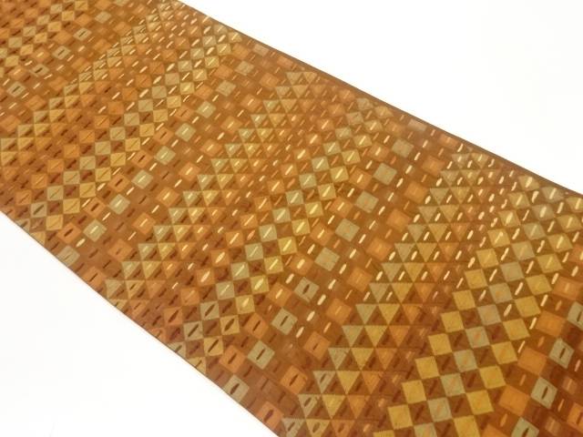 紐通し幾何学模様織出し袋帯【中古】【着】 宗sou