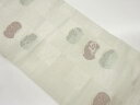 紗 変わり丸文に蟹・抽象模様織出し名古屋帯【中古】【着】 宗sou