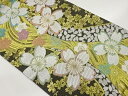 曲線に桜散らし模様織出し袋帯【中古】【着】 宗sou