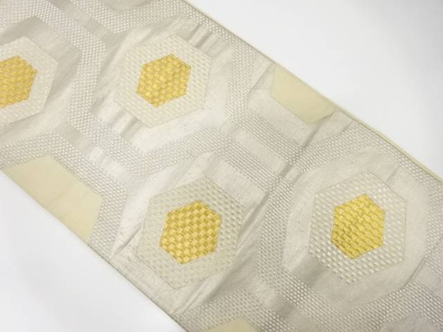 亀甲繋ぎ模様織り出し袋帯(材料)【アンティーク】【中古】【着】 宗sou