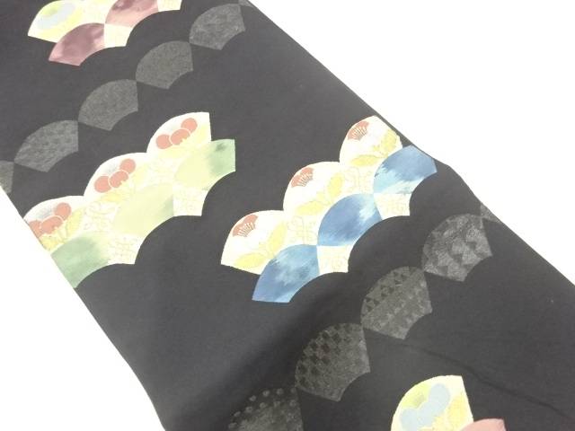 地紙に草花模様織出し袋帯（材料）【アンティーク】【中古】【着】 宗sou