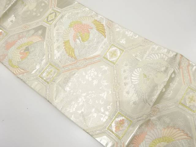 蜀江に鳳凰模様織出し袋帯（材料）【アンティーク】【中古】【着】 宗sou