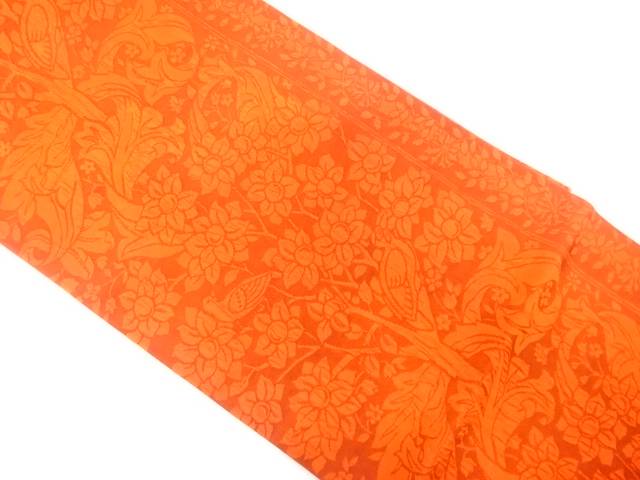 纐纈花鳥模様織出し全通袋帯【中古】【着】 宗sou