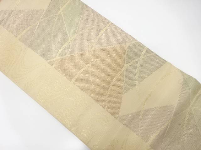 絽紗流水に芝草模様織り出し袋帯【中古】【着】 宗sou