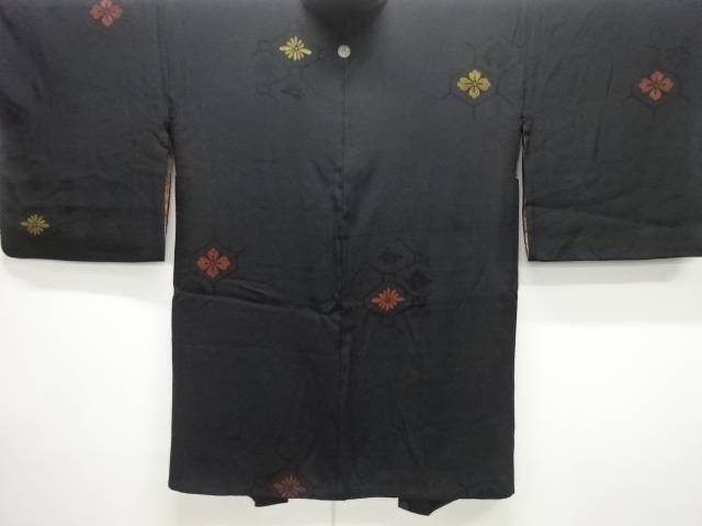 花菱模様織出し漆一ツ紋羽織【大正ロマン】【中古】【着】 宗sou(4)