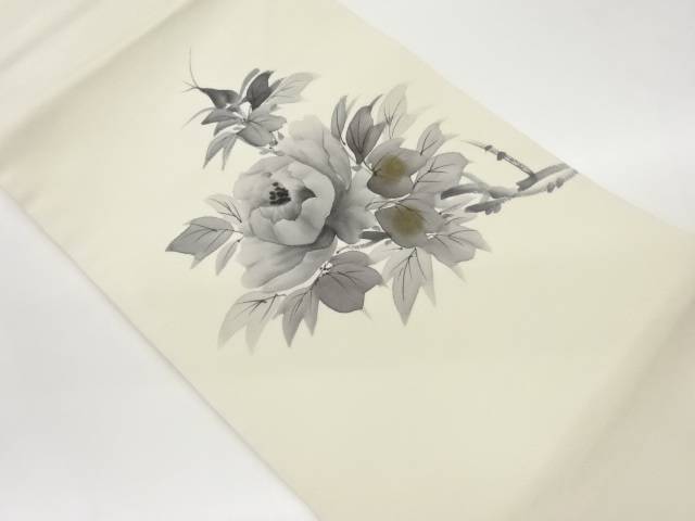 作家物　金彩手描き牡丹模様名古屋帯【中古】【着】 宗sou