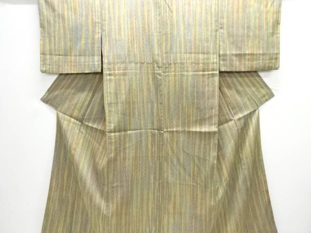 変わり縞模様織出しお召し着物【中古】【着】 宗sou(4)