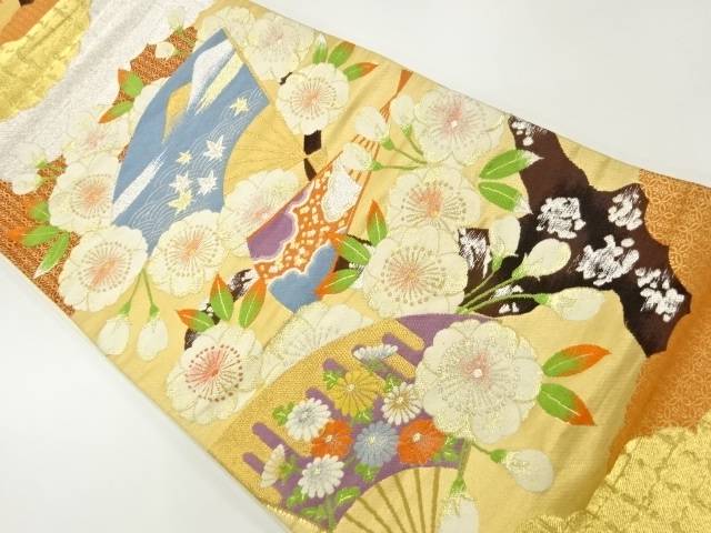 八重桜模様織出し袋帯（材料）【アンティーク】【中古】【着】【袋帯】 宗sou