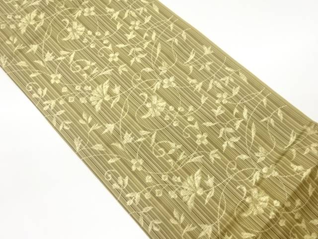 花唐草に縞模様織出し袋帯【中古】【着】【袋帯】 宗sou