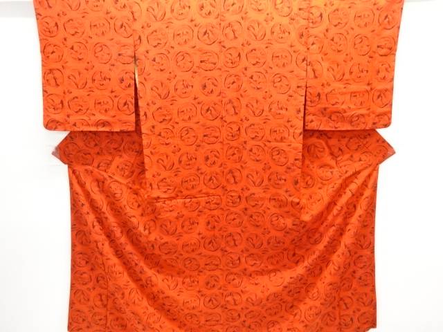 丸に草花模様織り出し着物【大正ロマン】【中古】【着】【大正ロマン】 宗sou