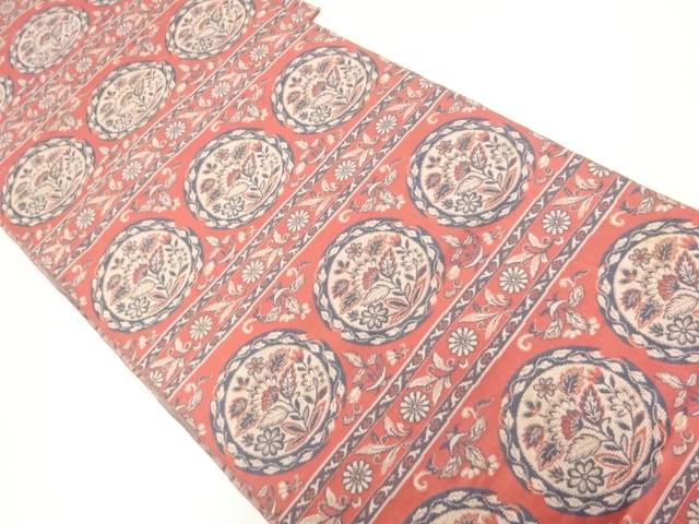 絵皿に草花模様織出し名古屋帯【中古】【着】【名古屋帯】 宗sou